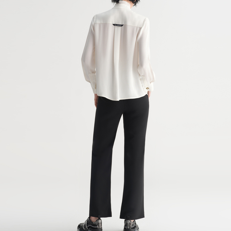 Shop (Women) KARL LAGERFELD  Black Solid Zip Straight-Leg Suit Pants. 231L1001