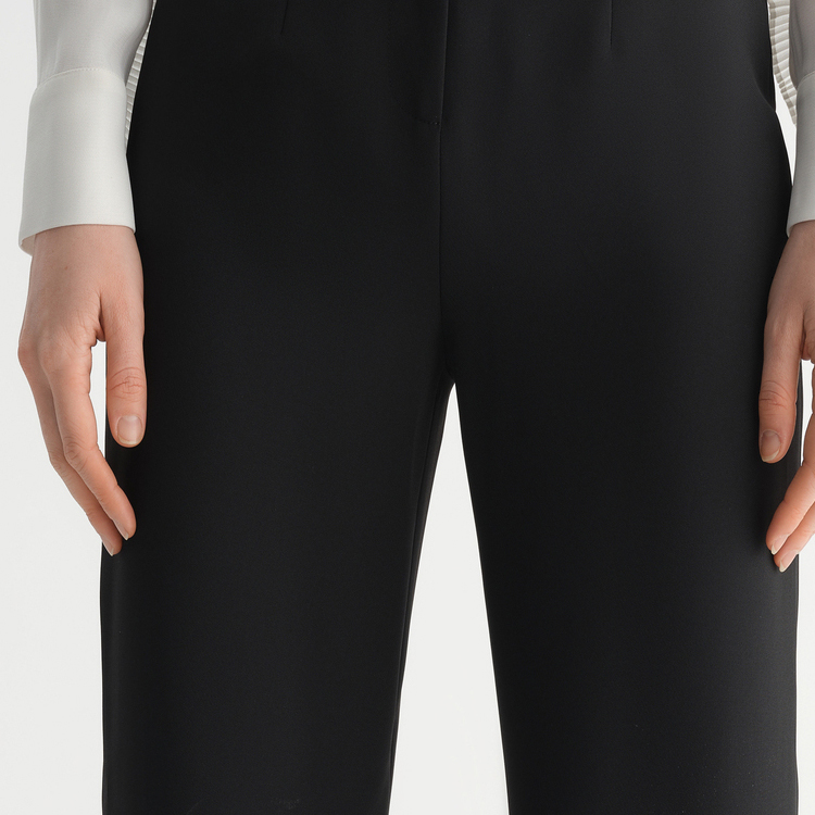 Details for (Women) KARL LAGERFELD  Black Solid Zip Straight-Leg Suit Pants. 231L1001