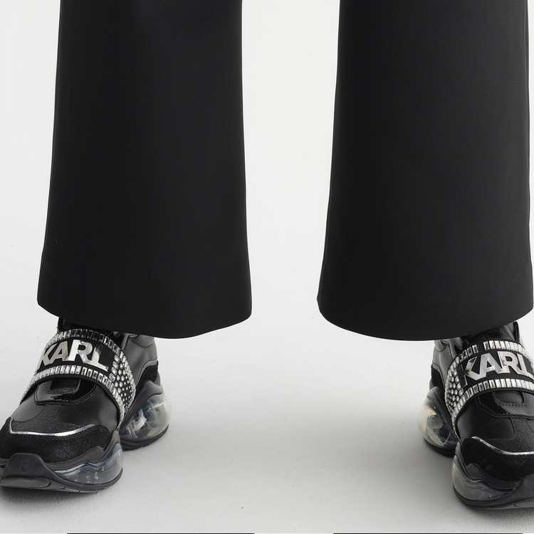 Sizing (Women) KARL LAGERFELD  Black Solid Zip Straight-Leg Suit Pants. 231L1001