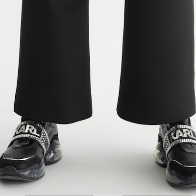 (Women) KARL LAGERFELD Black Solid Zip Straight-Leg Suit Pants. 231L1001 Sizing (Women) KARL LAGERFELD Black Solid Zip Straight-Leg Suit Pants. 231L1001