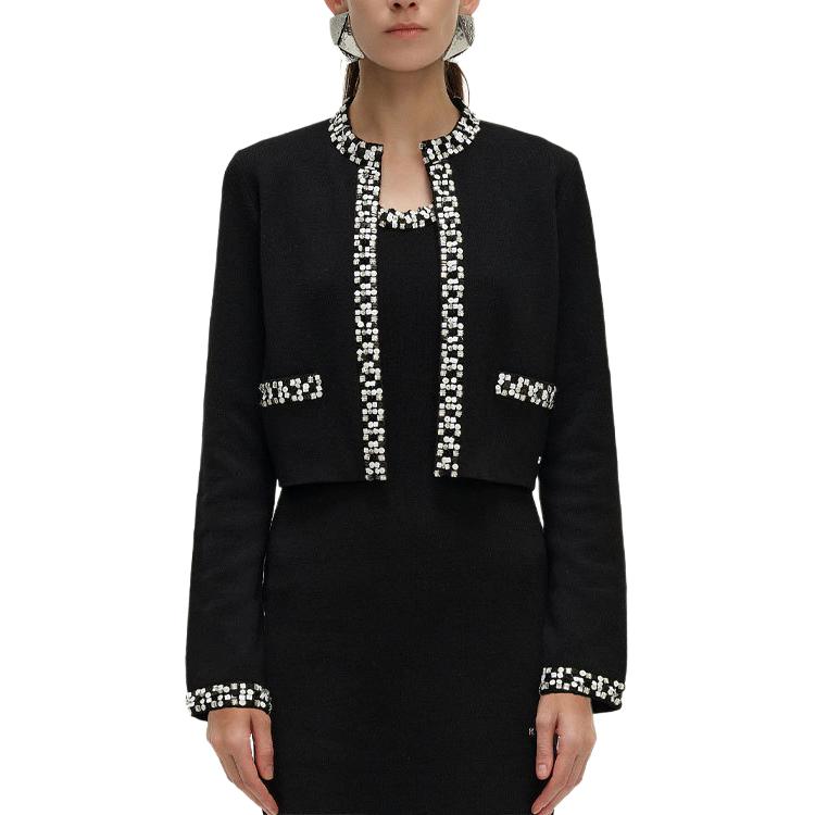 Lookbook (Women) KARL LAGERFELD  Black Striped Edge Knit Top - Casual Luxury Wear 241L2041