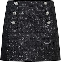 (Women) KARL LAGERFELD Black Tweed Button-Accent Casual Skirt 237W1281 (Women) KARL LAGERFELD Black Tweed Button-Accent Casual Skirt 237W1281