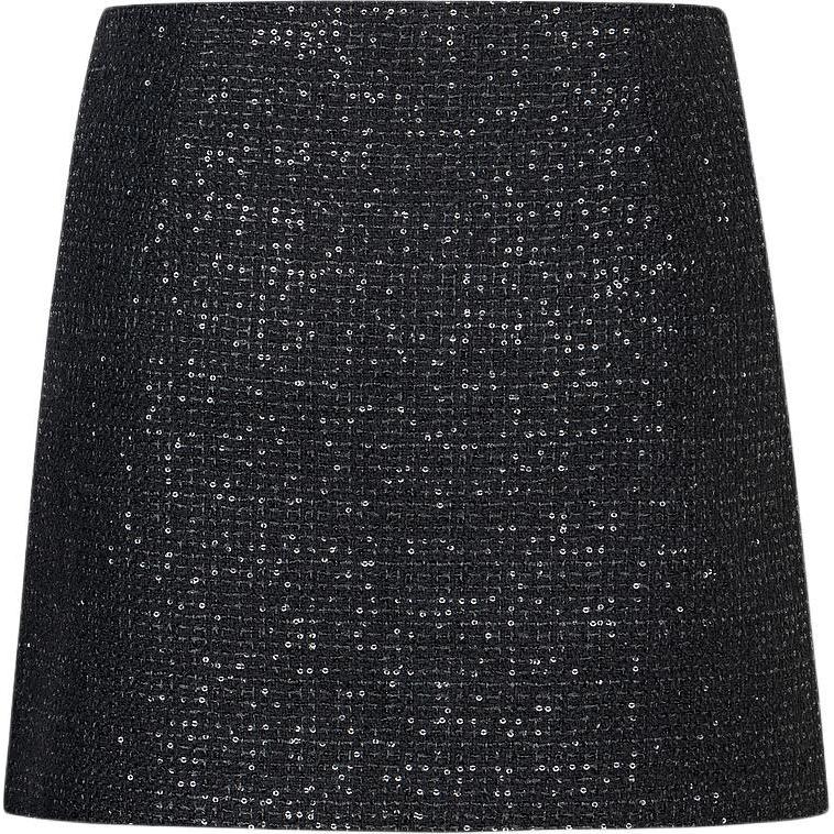Lookbook (Women) KARL LAGERFELD  Black Tweed Button-Accent Casual Skirt 237W1281