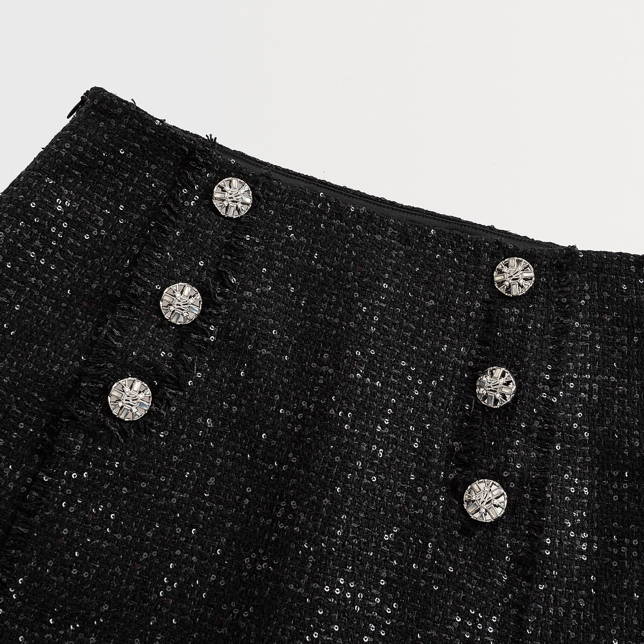 Purchase (Women) KARL LAGERFELD  Black Tweed Button-Accent Casual Skirt 237W1281