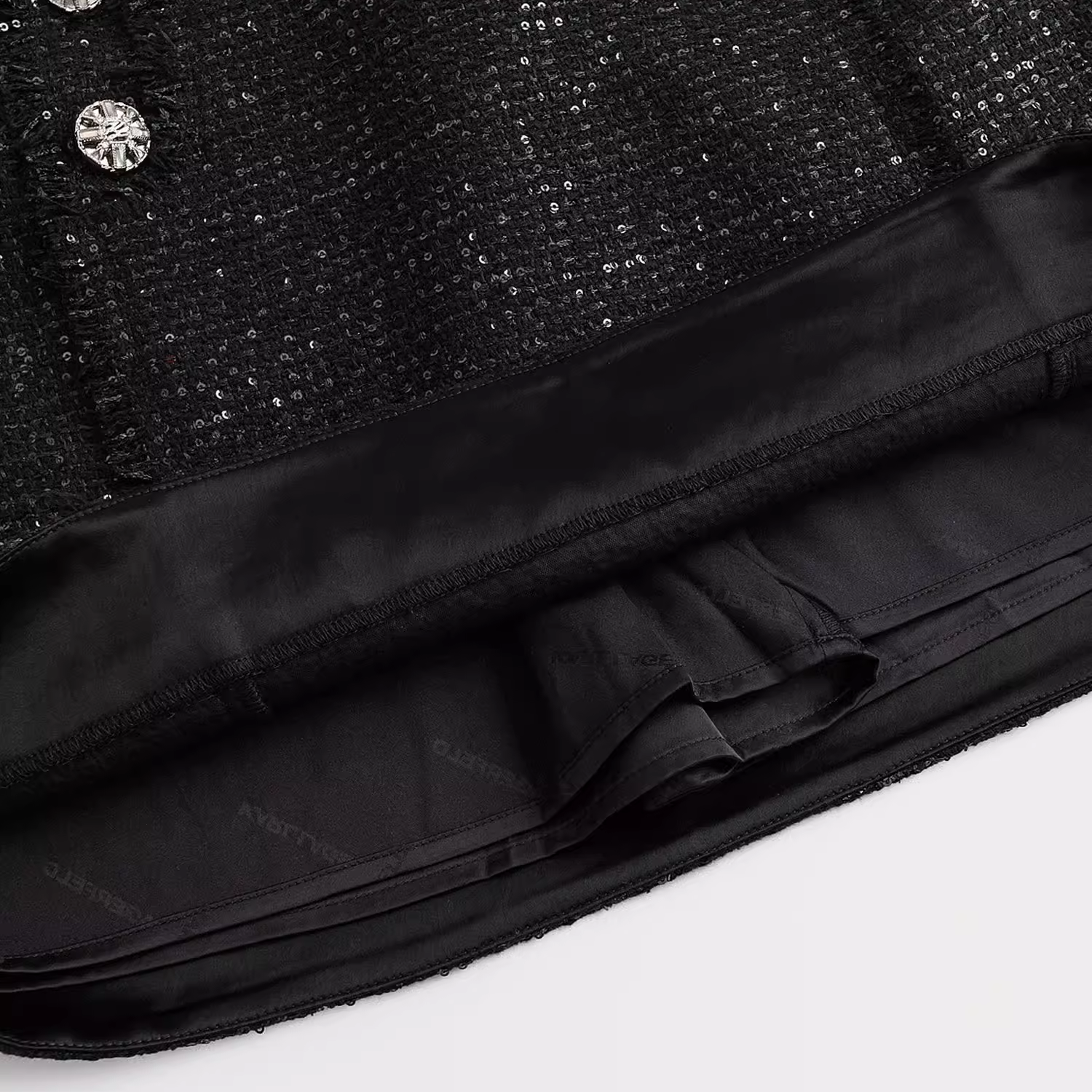 Details for (Women) KARL LAGERFELD  Black Tweed Button-Accent Casual Skirt 237W1281