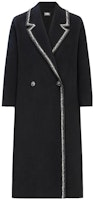 (Women) KARL LAGERFELD Black Tweed Coat with Contrast Silver Lace Trim. E37W1507 (Women) KARL LAGERFELD Black Tweed Coat with Contrast Silver Lace Trim. E37W1507