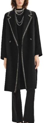 (Women) KARL LAGERFELD Black Tweed Coat with Contrast Silver Lace Trim. E37W1507 Lookbook (Women) KARL LAGERFELD Black Tweed Coat with Contrast Silver Lace Trim. E37W1507
