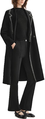(Women) KARL LAGERFELD Black Tweed Coat with Contrast Silver Lace Trim. E37W1507 Purchase (Women) KARL LAGERFELD Black Tweed Coat with Contrast Silver Lace Trim. E37W1507