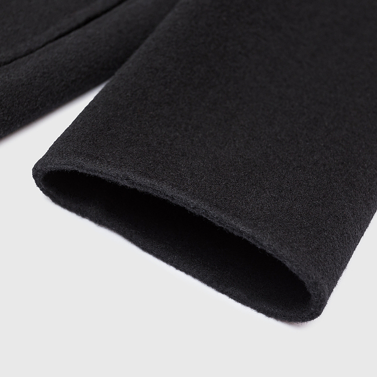 Sizing (Women) KARL LAGERFELD  Black Tweed Coat with Contrast Silver Lace Trim. E37W1507