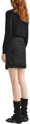 (Women) KARL LAGERFELD Black Tweed High-Waisted Fringe A-Line Casual Skirt 236L1209 Purchase (Women) KARL LAGERFELD Black Tweed High-Waisted Fringe A-Line Casual Skirt 236L1209