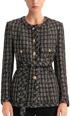 (Women) KARL LAGERFELD Black Tweed Long Sleeve Loose Fit Jacket Coat E37W1584 Lookbook (Women) KARL LAGERFELD Black Tweed Long Sleeve Loose Fit Jacket Coat E37W1584