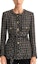 Lookbook (Women) KARL LAGERFELD Black Tweed Long Sleeve Loose Fit Jacket Coat E37W1584