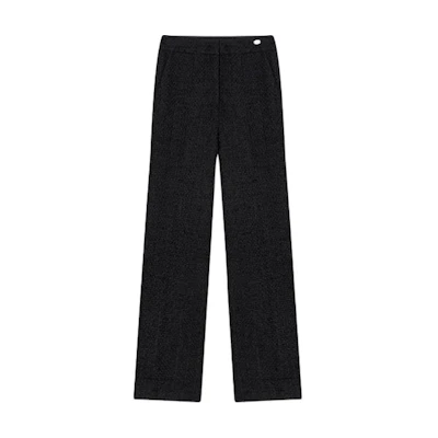 (Women) KARL LAGERFELD Black Tweed Wide-Leg Leisure Pants - Casual Luxury. 241L1001