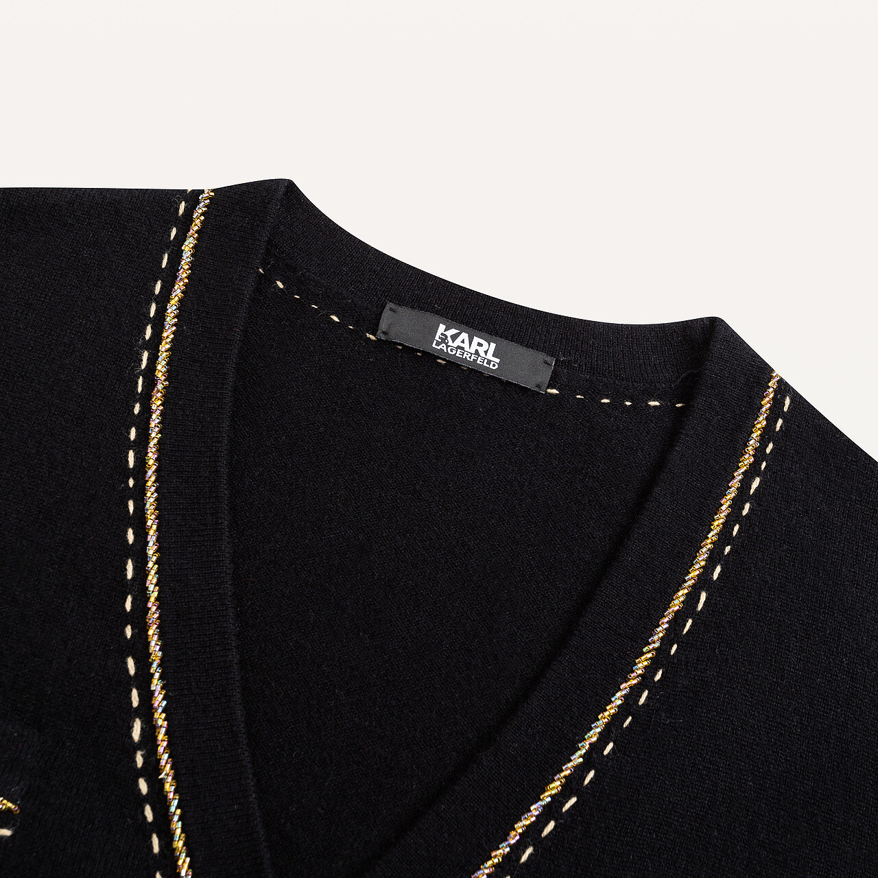 Purchase (Women) KARL LAGERFELD  Black V-Neck Long Sleeve Knit Cardigan Sweater E41W2063