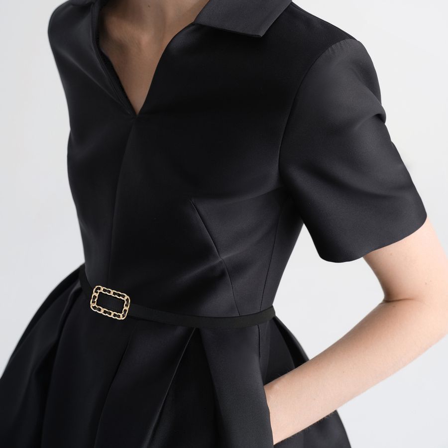 (Women) KARL LAGERFELD  Black V-Neck Short Sleeve Casual Mini Dress 231L1303-174047 圖 6