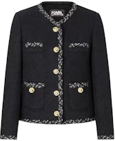 (Women) KARL LAGERFELD Black V-Neck Single-Breasted Long Sleeve Jacket E37W1538999 (Women) KARL LAGERFELD Black V-Neck Single-Breasted Long Sleeve Jacket E37W1538999