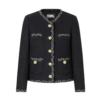 (Women) KARL LAGERFELD Black V-Neck Single-Breasted Long Sleeve Jacket E37W1538999