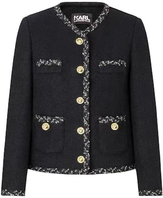 (W) カール・ラガーフェルド ブラック Vネック シングル ジャケット 長袖 E37W1538999 Order (W) カール・ラガーフェルド ブラック Vネック シングル ジャケット 長袖 E37W1538999