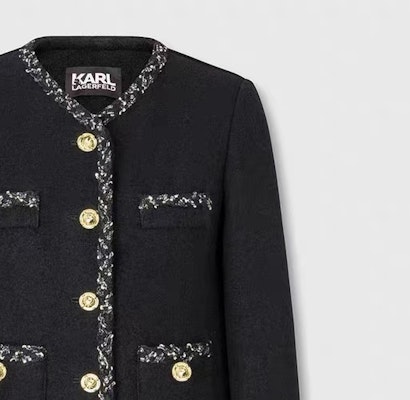 (W) カール・ラガーフェルド ブラック Vネック シングル ジャケット 長袖 E37W1538999 Details for (W) カール・ラガーフェルド ブラック Vネック シングル ジャケット 長袖 E37W1538999