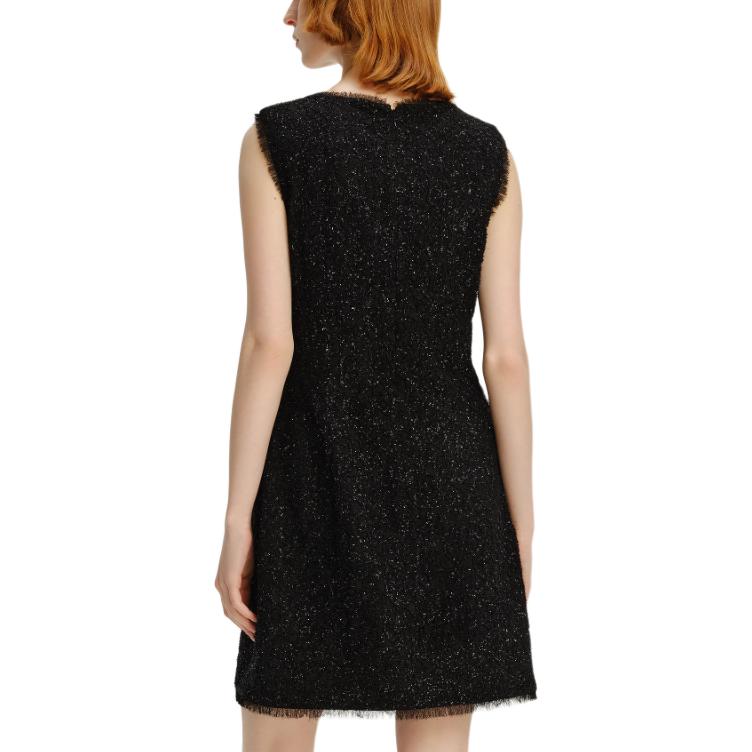 Sizing (W) KARL LAGERFELD Gaun Mini Hitam Tanpa Lengan V-Neck dengan Pinggang Ketat 241L1362