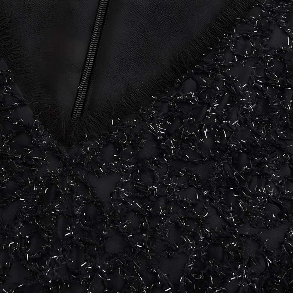 Cheap (W) KARL LAGERFELD Gaun Mini Hitam Tanpa Lengan V-Neck dengan Pinggang Ketat 241L1362