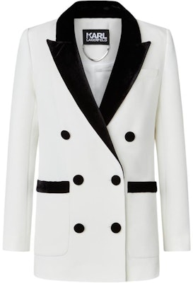(Women) KARL LAGERFELD Black White Colorblock Double-Breasted Blazer 221L1409-126862 Buy (Women) KARL LAGERFELD Black White Colorblock Double-Breasted Blazer 221L1409-126862