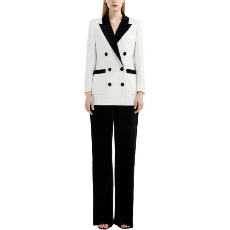 Lookbook (Women) KARL LAGERFELD  Black White Colorblock Double-Breasted Blazer 221L1409-126862