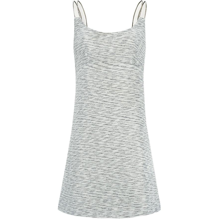 Buy (W) Vestido de Tweed a Rayas Blanco y Negro KARL LAGERFELD con Cremallera Trasera. 241L1366