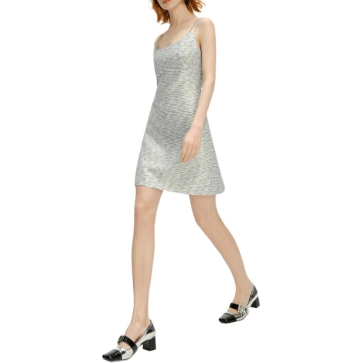 Details for (W) Vestido de Tweed a Rayas Blanco y Negro KARL LAGERFELD con Cremallera Trasera. 241L1366