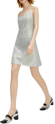 (W) Vestido de Tweed a Rayas Blanco y Negro KARL LAGERFELD con Cremallera Trasera. 241L1366 Details for (W) Vestido de Tweed a Rayas Blanco y Negro KARL LAGERFELD con Cremallera Trasera. 241L1366