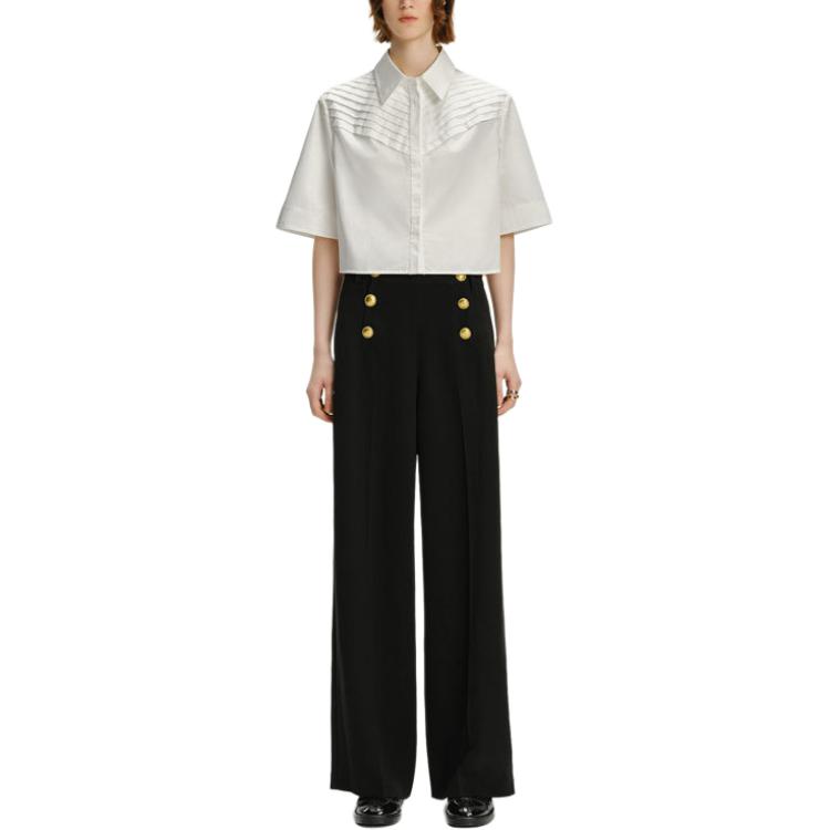 Lookbook (Women) KARL LAGERFELD  Black Wide-Leg Relaxed Suit Pants for Business & Casual Wear 241L1023