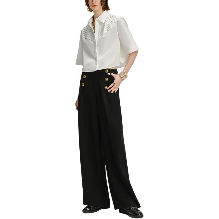 Purchase (Women) KARL LAGERFELD  Black Wide-Leg Relaxed Suit Pants for Business & Casual Wear 241L1023