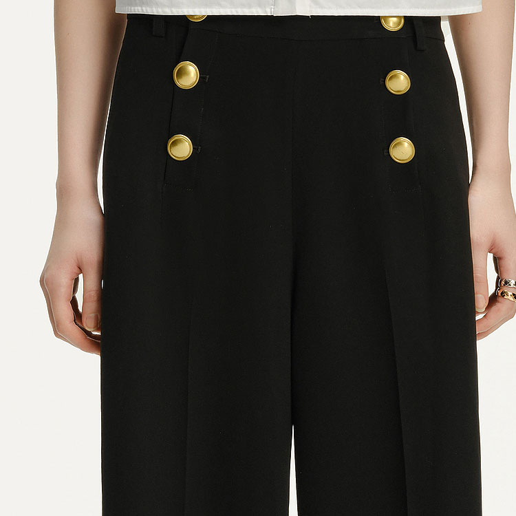 Cheap (Women) KARL LAGERFELD  Black Wide-Leg Relaxed Suit Pants for Business & Casual Wear 241L1023