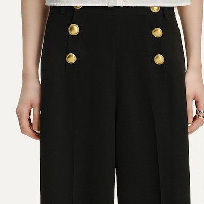 (Women) KARL LAGERFELD Black Wide-Leg Relaxed Suit Pants for Business & Casual Wear 241L1023 Cheap (Women) KARL LAGERFELD Black Wide-Leg Relaxed Suit Pants for Business & Casual Wear 241L1023