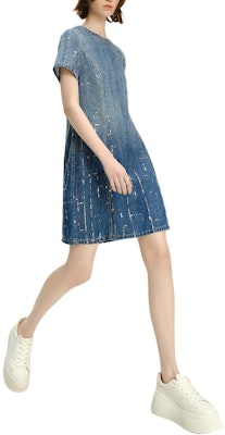 (Women) KARL LAGERFELD Blue Sequin Gradient Denim Short Sleeve Mini Dress 241L1343 Details for (Women) KARL LAGERFELD Blue Sequin Gradient Denim Short Sleeve Mini Dress 241L1343