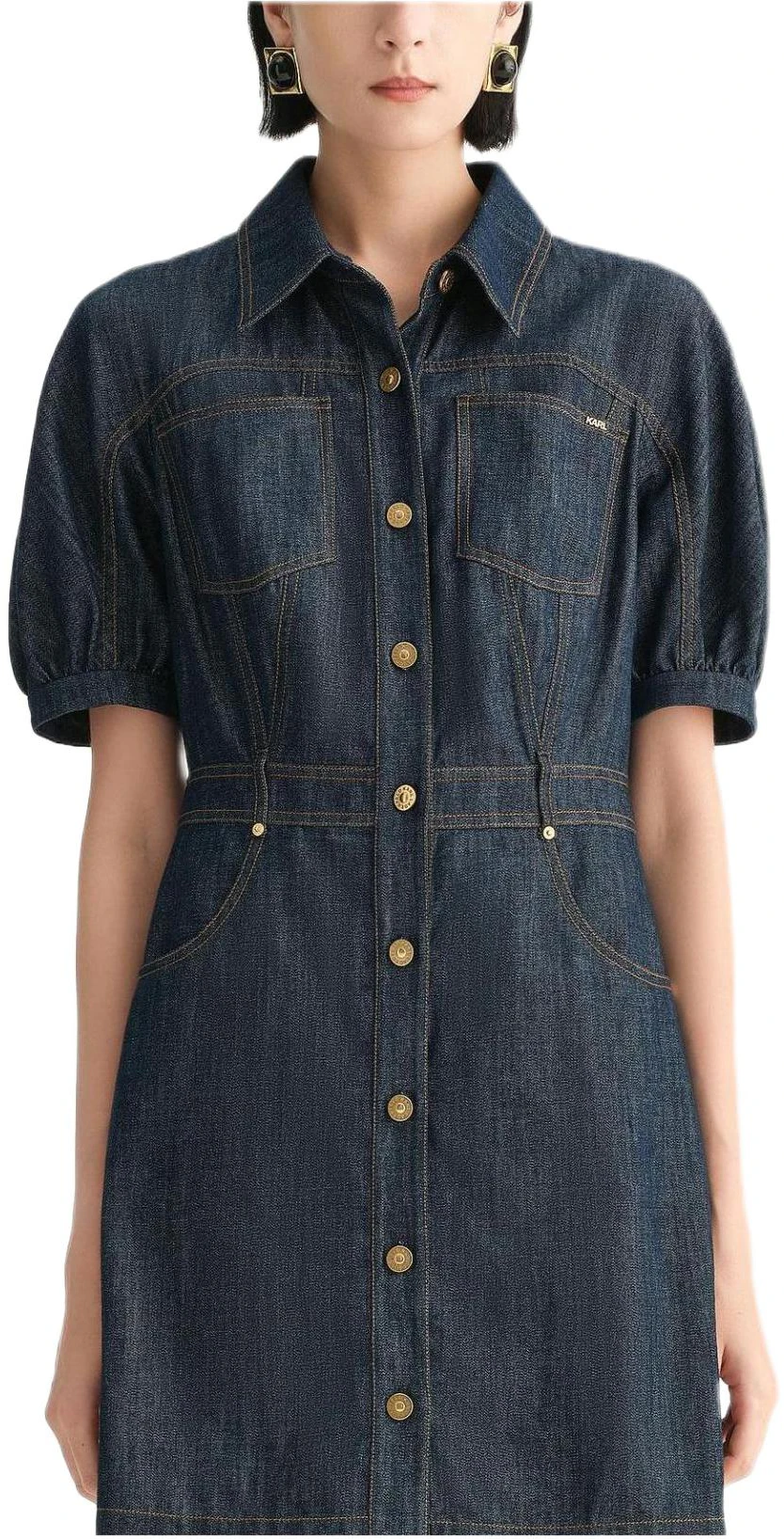 women-karl-lagerfeld-blue-short-sleeve-slim-dress-with-elegant-design-231-l1349