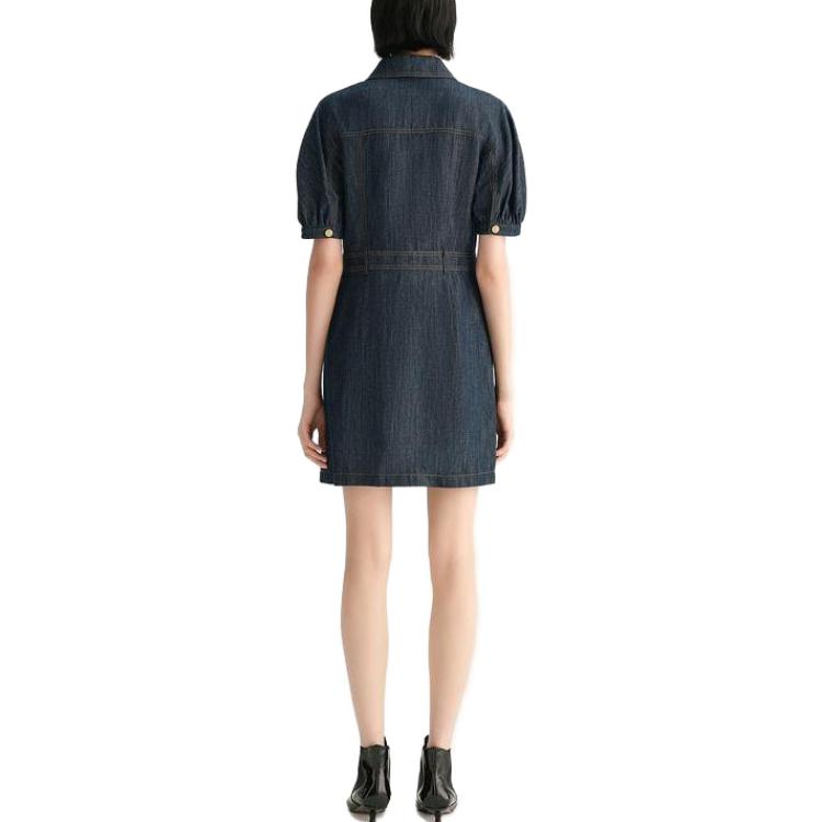 Purchase (W) 卡尔·拉格斐 蓝色短袖修身优雅连衣裙 231L1349