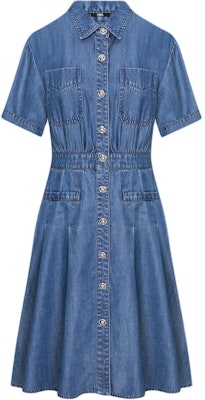 (Women) KARL LAGERFELD Blue SS24 Solid Short Sleeve Collared Waist Dress Casual E42W1373 Buy (Women) KARL LAGERFELD Blue SS24 Solid Short Sleeve Collared Waist Dress Casual E42W1373