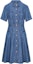 Buy (Women) KARL LAGERFELD Blue SS24 Solid Short Sleeve Collared Waist Dress Casual E42W1373