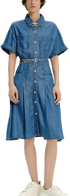 (Women) KARL LAGERFELD Blue SS24 Solid Short Sleeve Collared Waist Dress Casual E42W1373 Lookbook (Women) KARL LAGERFELD Blue SS24 Solid Short Sleeve Collared Waist Dress Casual E42W1373