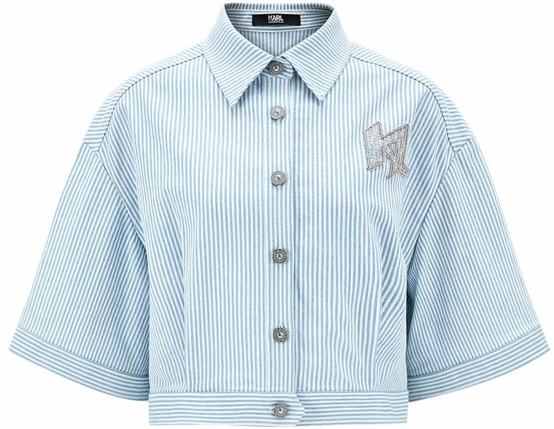 women-karl-lagerfeld-blue-striped-short-sleeve-shirt-for-daily-casual-wear-231-l1443