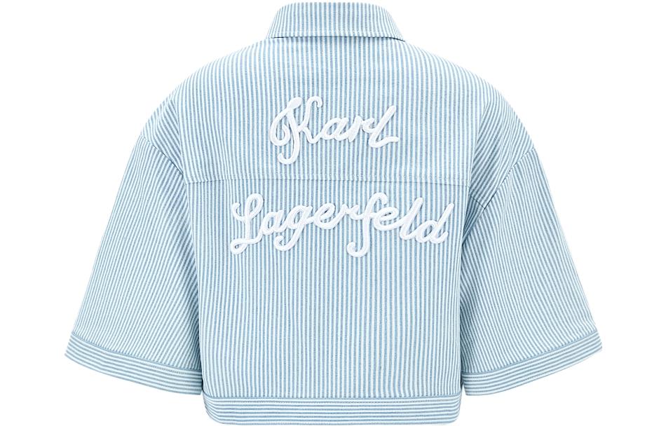 Lookbook (Women) KARL LAGERFELD  Blue Striped Short Sleeve Shirt for Daily Casual Wear 231L1443