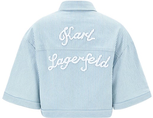 (Women) KARL LAGERFELD Blue Striped Short Sleeve Shirt for Daily Casual Wear 231L1443 Lookbook (Women) KARL LAGERFELD Blue Striped Short Sleeve Shirt for Daily Casual Wear 231L1443