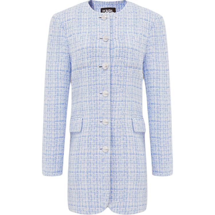 Order (Women) KARL LAGERFELD  Blue Tweed Long-Sleeve Button-Up Jacket 231L1403
