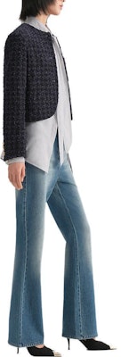 (W) カール ラガーフェルド ブルー ツイード 長袖 ボタンアップ ジャケット。 236L1452 Purchase (W) カール ラガーフェルド ブルー ツイード 長袖 ボタンアップ ジャケット。 236L1452