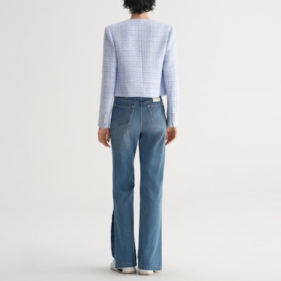 (Women) KARL LAGERFELD Blue Tweed Single-Breasted Short Jacket 231L1402 Shop (Women) KARL LAGERFELD Blue Tweed Single-Breasted Short Jacket 231L1402