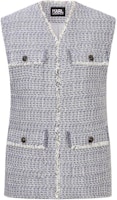 (Women) KARL LAGERFELD Blue Tweed V-Neck Pocket Vest. E36W1592 (Women) KARL LAGERFELD Blue Tweed V-Neck Pocket Vest. E36W1592