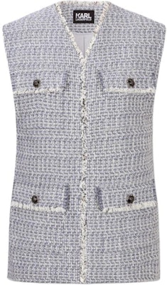 (Women) KARL LAGERFELD Blue Tweed V-Neck Pocket Vest. E36W1592 Order (Women) KARL LAGERFELD Blue Tweed V-Neck Pocket Vest. E36W1592