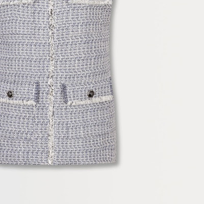 (Women) KARL LAGERFELD Blue Tweed V-Neck Pocket Vest. E36W1592 Shop (Women) KARL LAGERFELD Blue Tweed V-Neck Pocket Vest. E36W1592