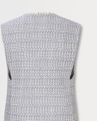 (Women) KARL LAGERFELD Blue Tweed V-Neck Pocket Vest. E36W1592 Purchase (Women) KARL LAGERFELD Blue Tweed V-Neck Pocket Vest. E36W1592